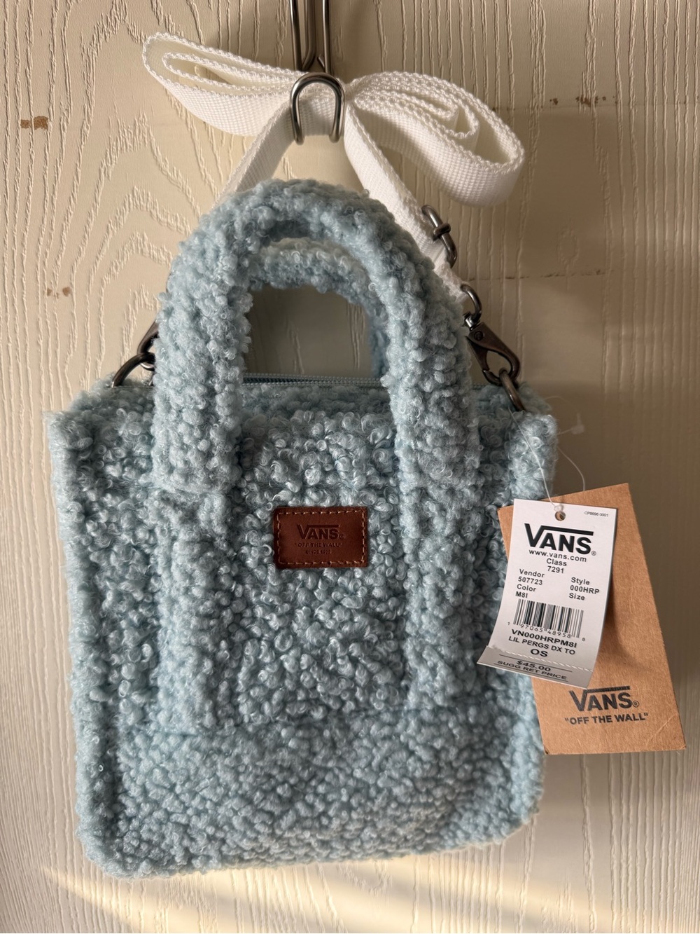 Vans Sherpa Mini Tote in Pale Blue with White Strap